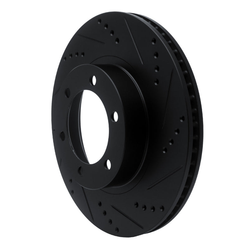 R1 Concepts Lexus GX470 Front Right Drilled & Slotted Brake Rotor - Black Finish