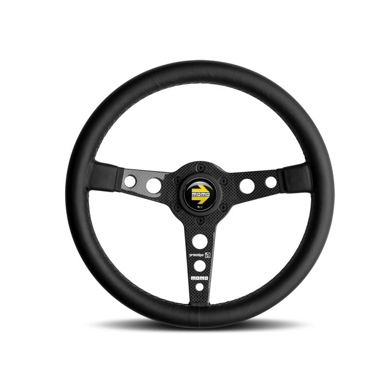 MOMO Prototipo 6C Steering Wheel 350mm - Black Leather and Gray Spoke