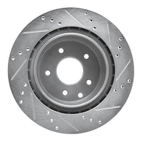 R1 2005-2025 Infiniti EX35 Rear Left Drilled & Slotted Silver Brake Rotor