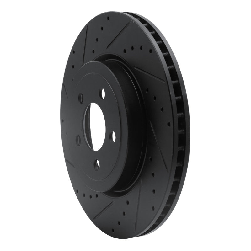 R1 2005-2023 Chrysler 300 Front Left Drilled & Slotted Black Brake Rotor
