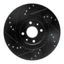 R1 2012-2019 Fiat 500E Front Right Drilled & Slotted Black Brake Rotor