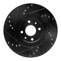 R1 2012-2019 Fiat 500E Front Right Drilled & Slotted Black Brake Rotor