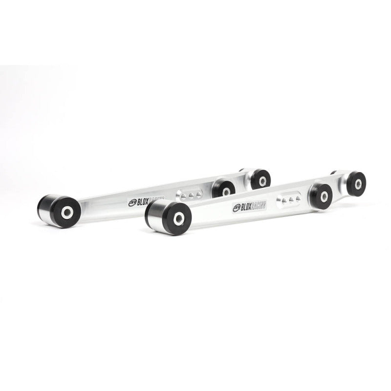 BLOX Racing V2 Billet Rear Lower Control Arms with Poly Bushings for 1996-2000 Honda Civic - Raw Finish