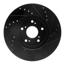 R1 1999-2014 Acura TL Front Left Drilled & Slotted Black Brake Rotor