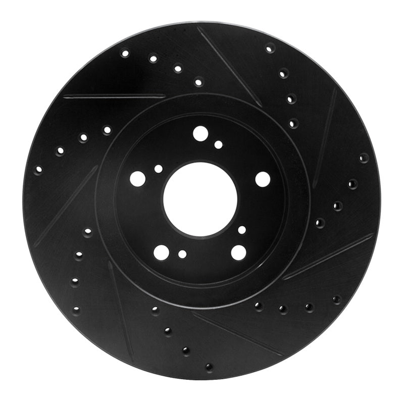 R1 1999-2014 Acura TL Front Left Drilled & Slotted Black Brake Rotor