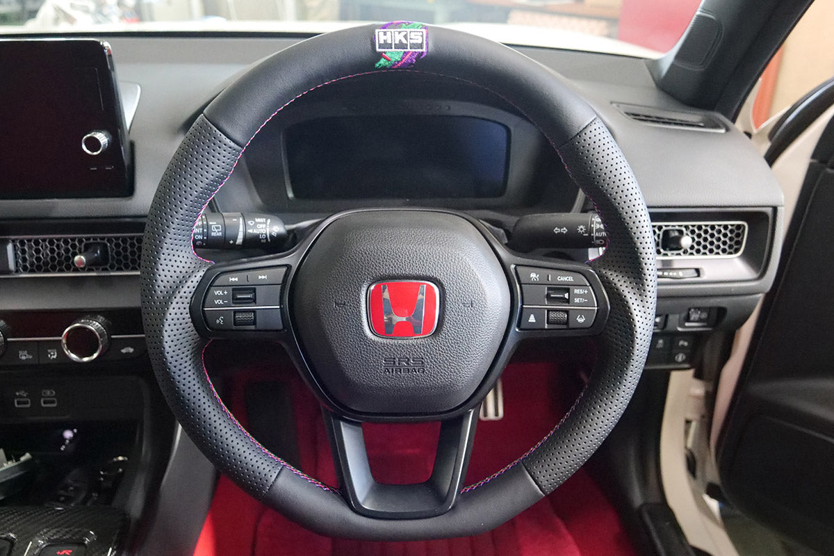 HKS FL5 Civic Type R Leather D Shape 368mm Replacement Steering Wheel ...