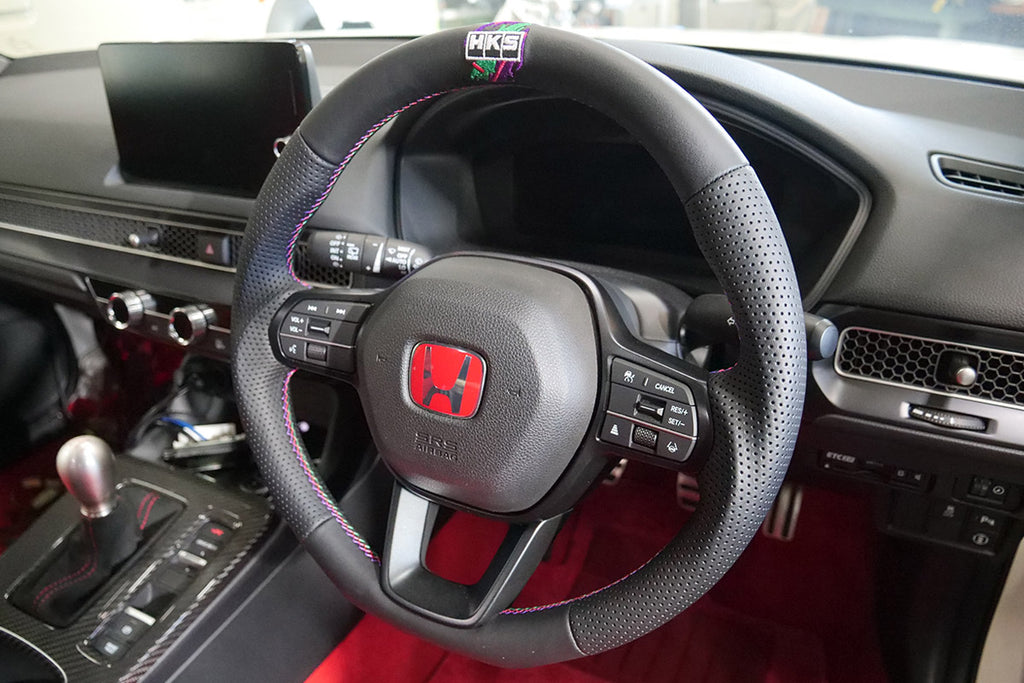 HKS FL5 Civic Type R Leather D Shape 368mm Replacement Steering Wheel ...
