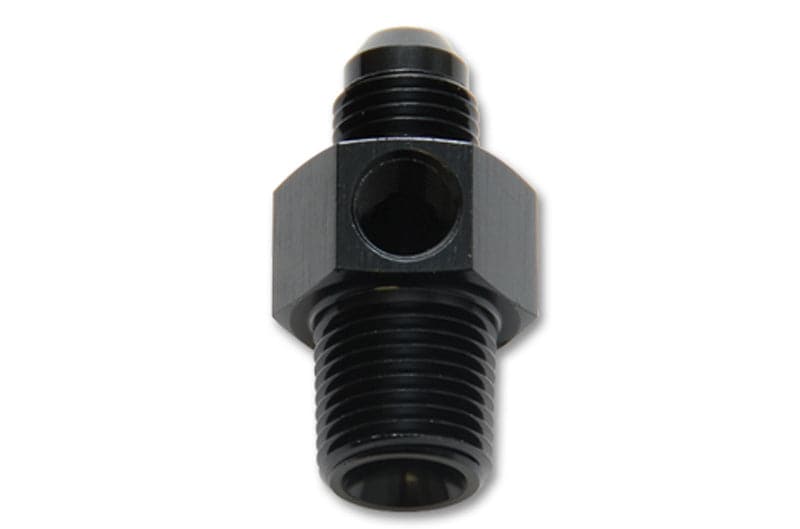 Vibrant Male AN Flare to Male NPT Union Adapter with 1/8" NPT Port; Size: -6AN; 3/8" Male