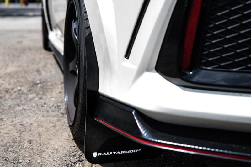 Rally Armor 17+ Honda Civic Type R White Mud Flap w/ Black Logo