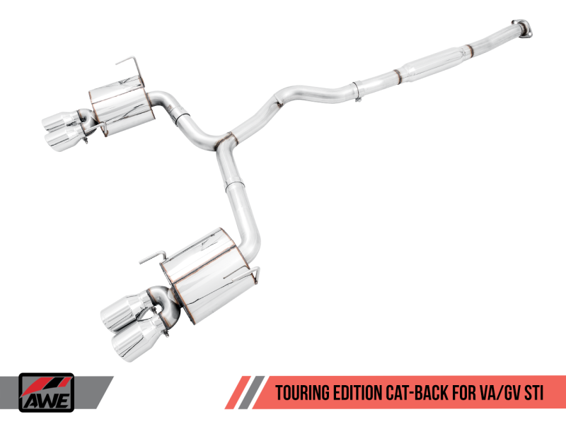AWE Tuning Touring Edition Cat-Back Exhaust w. 102mm Chrome Silver Tips for 2015+ STi and 11-14 WRX/ STi Sedan