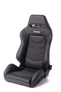 Recaro Speed V Passenger Seat - Black Leather/Blue Suede Accent