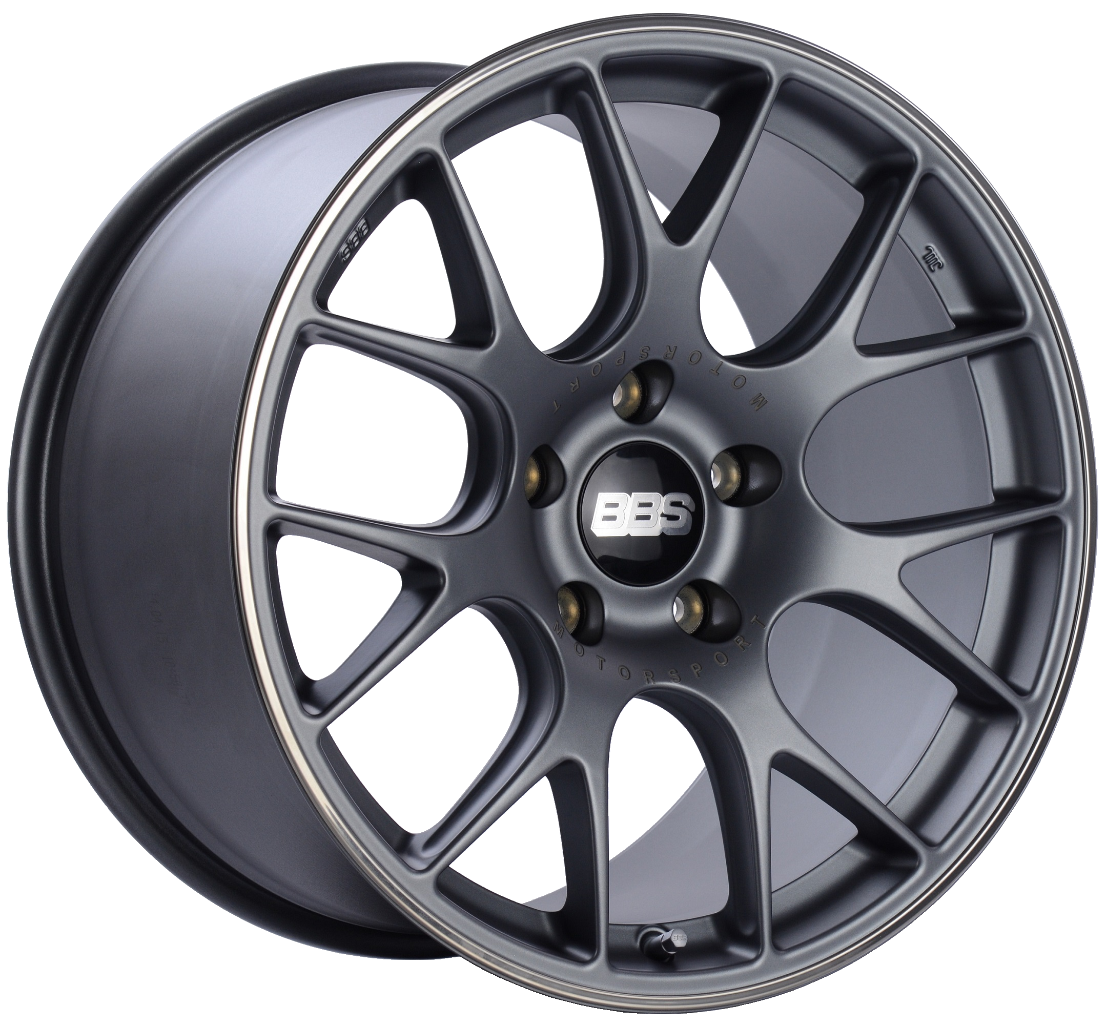 BBS CH-R 19x9" 5x120 +44 Satin Titanium Polished Rim Protector Wheel (CH130TIPO)