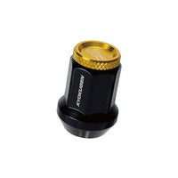 KICS Kyokugen Black Lug Nuts w. Gold Aluminum Cap in 12x1.25