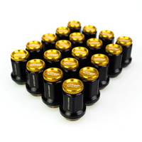 KICS Kyokugen Black Lug Nuts w. Gold Aluminum Cap in 12x1.25