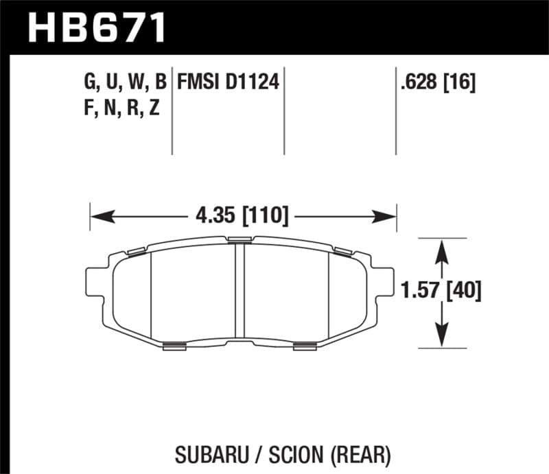 Hawk 13-16 Scion FR-S / 13-22 Subaru BRZ / 22 GR86 /3.6R DTC-60 Race Rear Brake Pads 