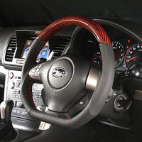 DAMD D-Shape Red Carbon Steering Wheel w. Red Stitch - GH/ GE, GR/ GV, BP/ BL, SH Subarus