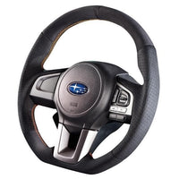 Damd Orange Stitch D-Shape Suede Steering Wheel - Legacy/ Outback, Forester, Crosstrek 2015+