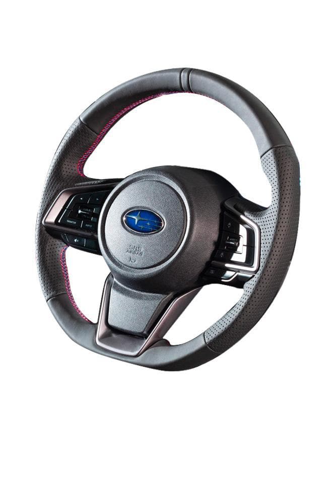 DAMD Red/Blue Stitch D-Shape Steering Wheel - 2018+ Legacy/ Outback, 2018+ Crosstrek, & 2019+ Forester