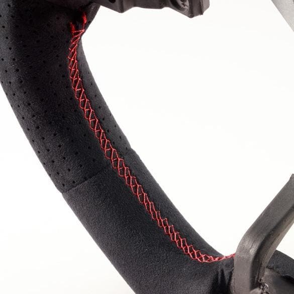 Damd Red Stitch D-Shape Suede Steering Wheel - Legacy/ Outback, Forester, Crosstrek 2015+