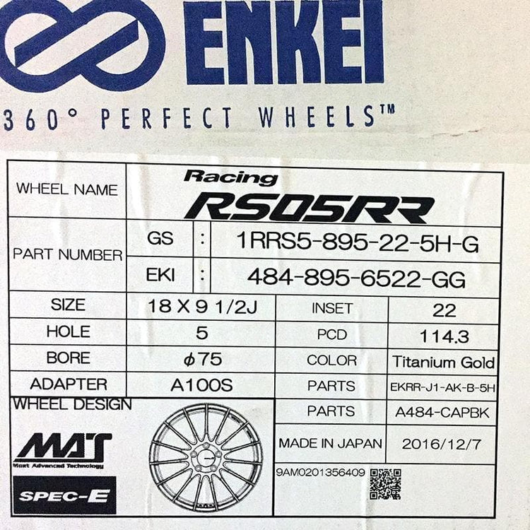 Enkei RS05-RR 18x9.5 22mm ET 5x114.3 75 Bore Matte Gunmetal Wheel Evo 8/9 350z (MOQ 40)