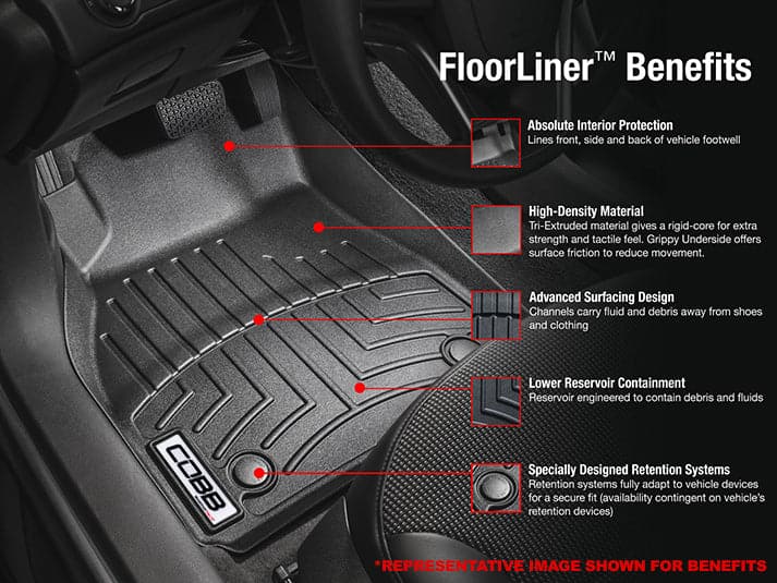 COBB 05-09 Subaru LGT / OBXT Front FloorLiner by WeatherTech - Black