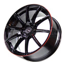GramLight 57Transcend Límite REV 19x8.5 +45 5-120 | Detalles en negro brillante y rojo (FK8 Civic Type R)