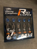 KICS 14x1.5 R40 iCONIX Lug Nuts & Locks in Classic Color w. Blue Caps (RIA14GKU)