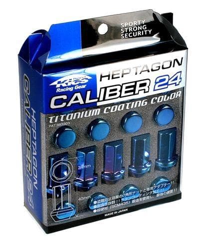 Kics Heptagon Caliber 24 Lug Nuts "Titanium Blue Coating" 12x1.25
