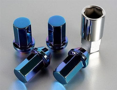 Tuercas Kics Heptagon Calibre 24 "Recubrimiento Azul Titanio" 12x1.50