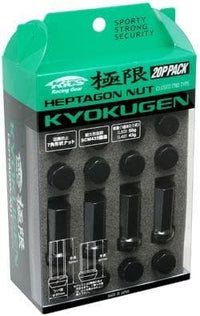 Kyokugen 42mm Heptagon Black LugNuts 20pc 12x1.5